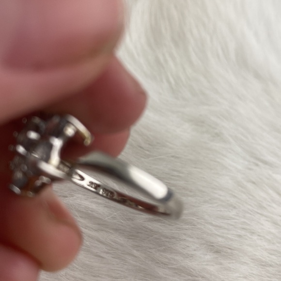 Sterling Silver Floral Ring with Light Blue Stones 925 Stamped - Picture 4 of 5